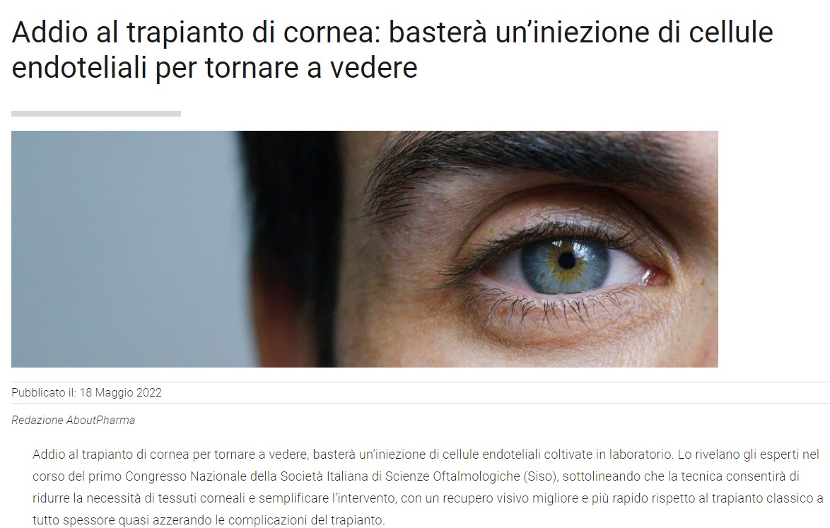 Addio trapianto di cornea